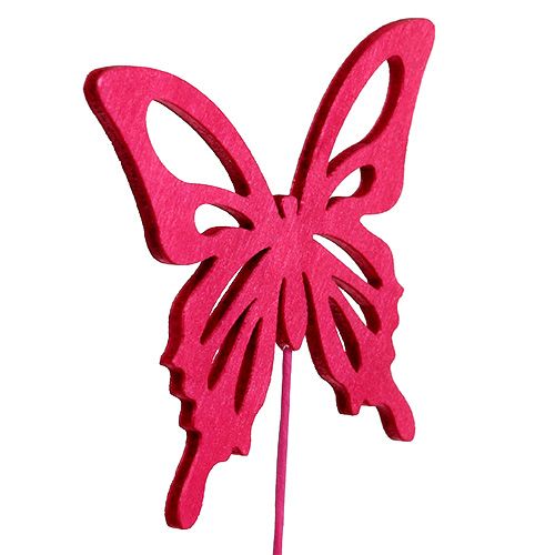 Floristik24 Papillon en bois avec fil rose ast. 8cm 18 pièces