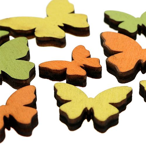 Floristik24 Papillon en bois 2.5-4cm orange, vert, jaune 36pcs