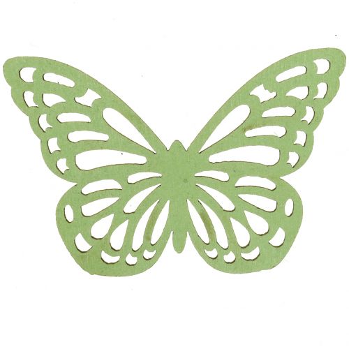 Article Papillon en bois vert / blanc 5cm 36pcs