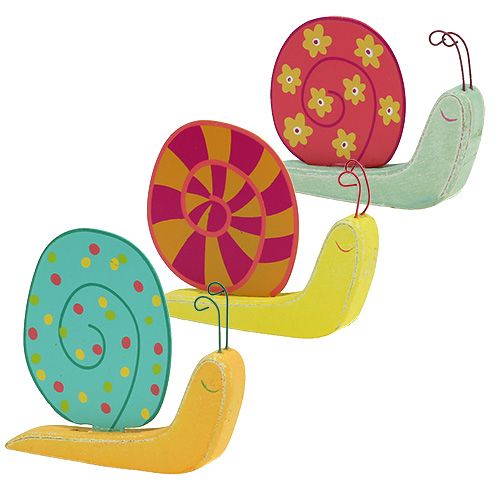 Floristik24 Escargot en bois 10,5 x 9 cm multicolore 6 p.
