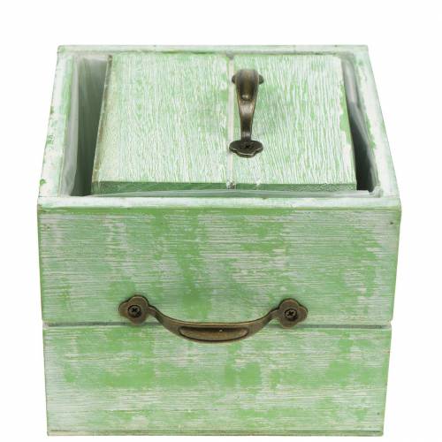 Article Jardinière tiroir en bois vert clair 15x15/12x12cm lot de 2