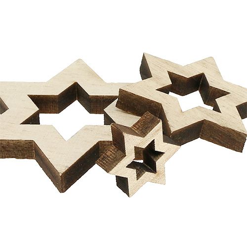 Floristik24 Mélange d&#39;étoiles en bois 2.5cm - 7cm naturel 35pcs