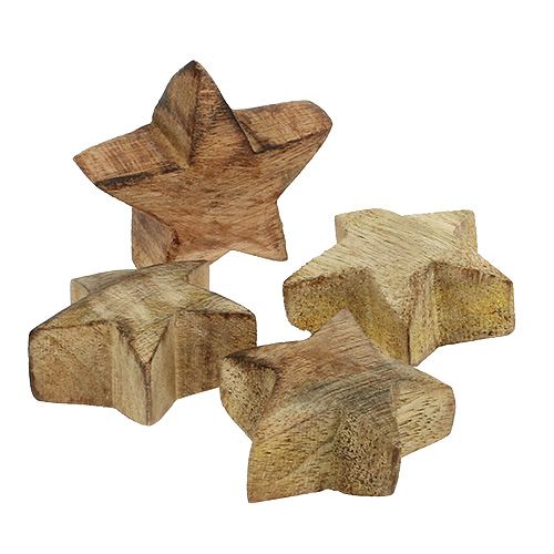 Floristik24 Etoile en bois nature 5cm - 6cm en boite 12pcs