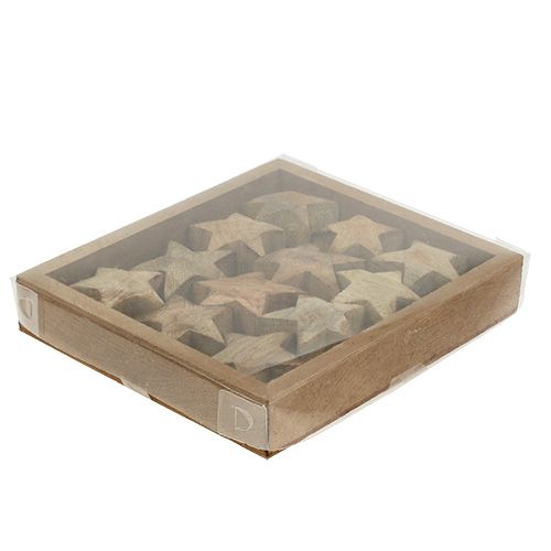 Floristik24 Etoile en bois nature 5cm - 6cm en boite 12pcs