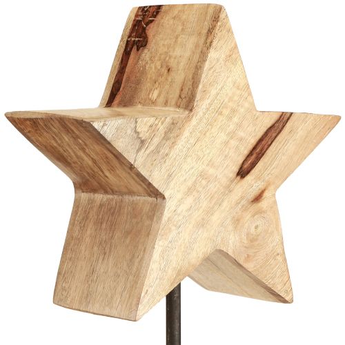 Article Étoile en bois naturel avec base en tige décoration étoile 20x9,5x50cm