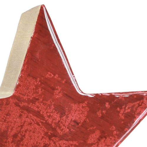 Floristik24 Décoration de table en bois de manguier étoile naturelle rouge étoile en bois Ø10cm 3 pcs