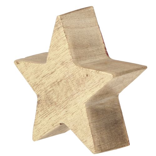 Floristik24 Décoration de table en bois de manguier étoile naturelle rouge étoile en bois Ø10cm 3 pcs