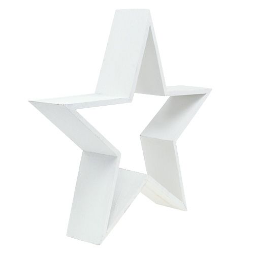 Floristik24 Etoile en bois sertie blanche