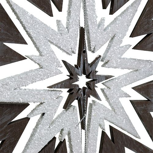 Article Étoile en bois à suspendre gris, blanc 48cm x 40cm