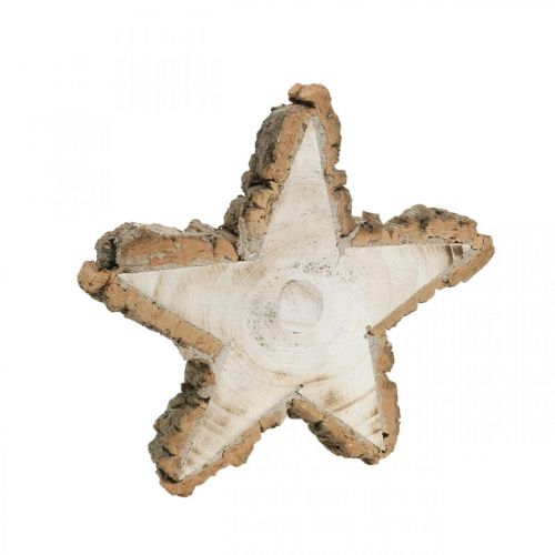 Plateau en tranche d&#39;arbre, Noël, étoile de décoration en bois, bois naturel Ø20cm