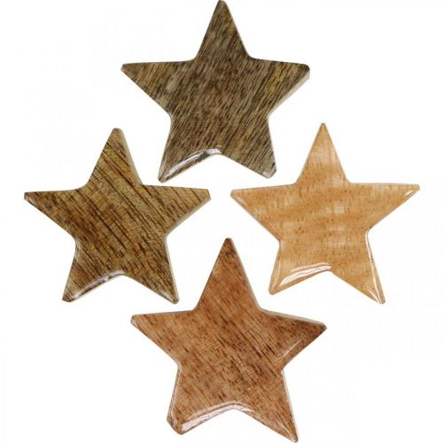 Article Étoiles en bois dispersées décoration étoile Noël brillant naturel H5cm 12 pcs