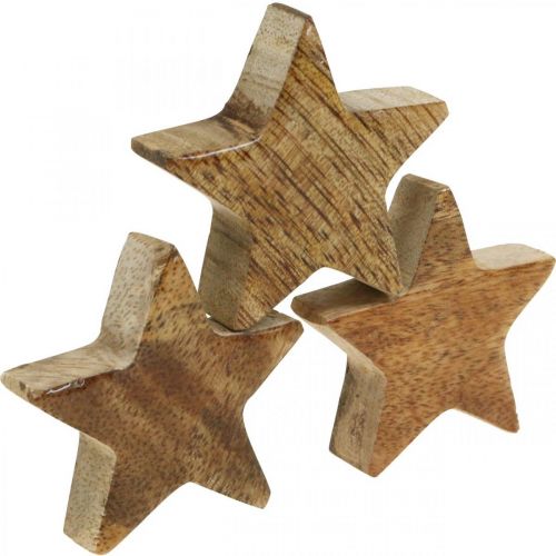 Article Étoiles en bois dispersées décoration étoile Noël brillant naturel H5cm 12 pcs