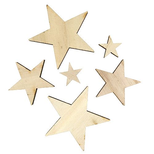 Floristik24 Étoiles en bois 2,5cm -7cm naturel 48 pcs
