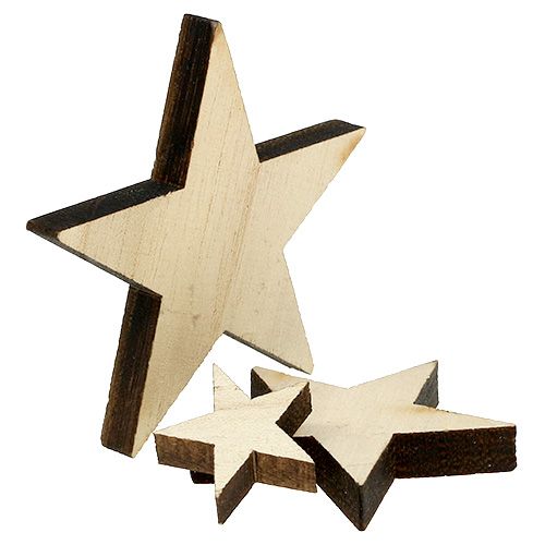 Floristik24 Étoiles en bois 2,5cm -7cm naturel 48 pcs