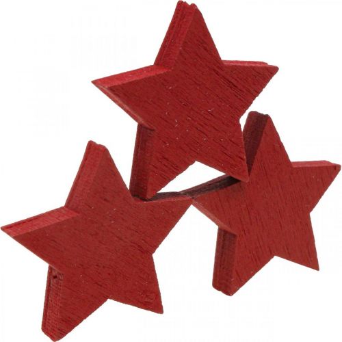 Article Étoiles en bois paillettes rouges étoiles de Noël 3cm 72pcs