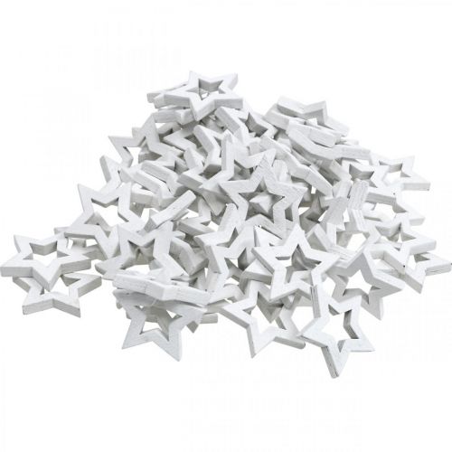 Article Étoiles en bois décoration dispersées étoiles de Noël blanc 3cm 72pcs