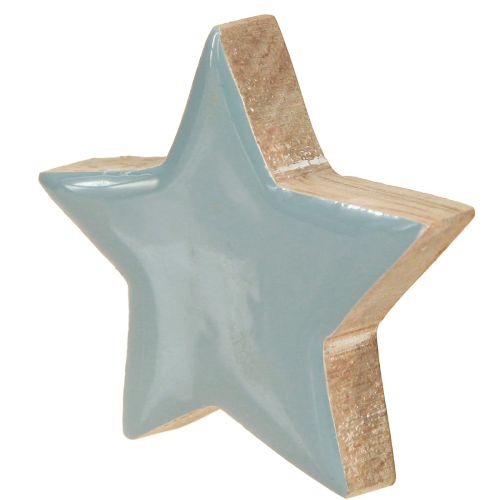 Article Étoiles en bois décoration de table étoiles blanc bleu turquoise 5cm 12 pièces
