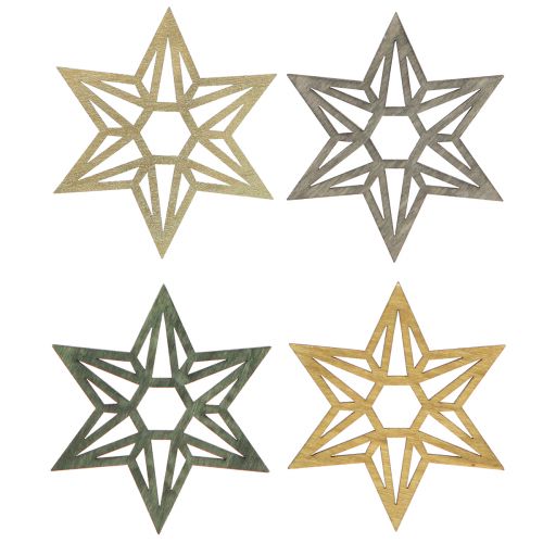 Étoiles en bois Décoration de Noël étoiles de décoration en bois vert 8cm 16 pcs