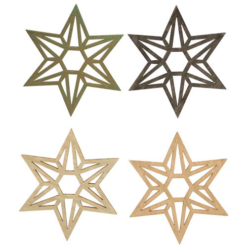 Article Étoiles en bois Décoration de Noël étoiles en bois marron 8cm 16 pcs