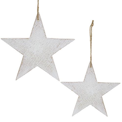 Étoiles en bois à accrocher 16,5cm / 20cm blanc 6pcs