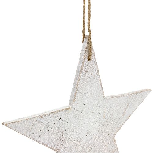Floristik24 Étoiles en bois à accrocher 16,5cm / 20cm blanc 6pcs