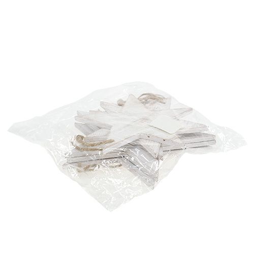 Floristik24 Étoiles en bois à accrocher 16,5cm / 20cm blanc 6pcs