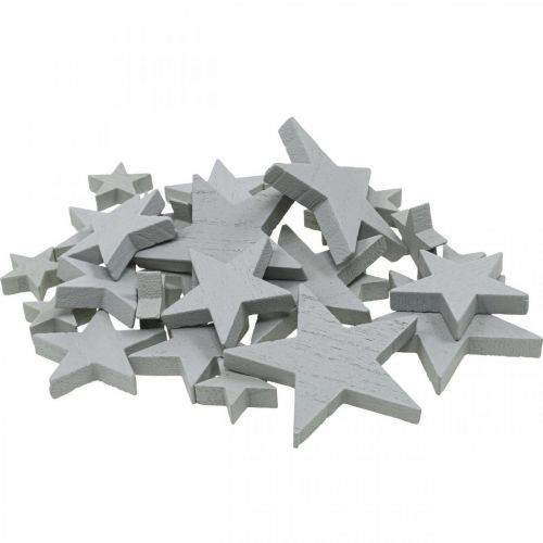Article Décoration d&#39;étoiles en bois décoration à disperser Noël gris 3/5/7cm 29 pcs
