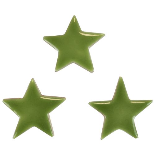Étoiles en bois décorations de Noël décorations dispersées vert clair brillant Ø5cm 8 pcs