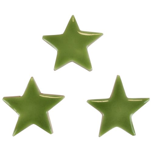 Article Décorations de Noël étoiles en bois décorations dispersées vert clair brillant Ø5cm 8pcs