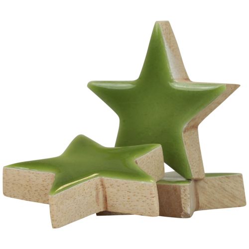 Floristik24 Étoiles en bois décorations de Noël décorations dispersées vert clair brillant Ø5cm 8 pcs