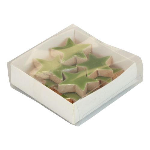 Floristik24 Étoiles en bois décorations de Noël décorations dispersées vert clair brillant Ø5cm 8 pcs
