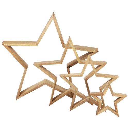 Floristik24 Étoiles en bois décoration en bois étoiles décoratives en bois 16,5–46,5 cm lot de 4