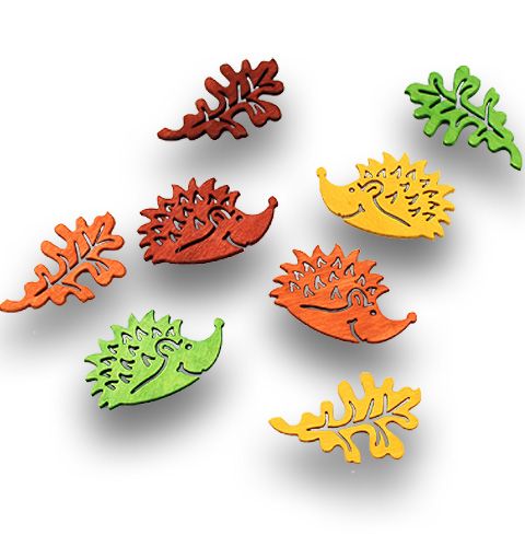 Floristik24 Feuilles d'automne et hérissons, par ex. Saupoudrer 4,5 cm 72 pcs