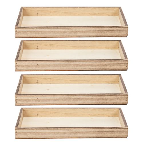 Article Plateau rectangulaire en bois, organisateur pratique, polyvalent et robuste, 30 cm, lot de 4