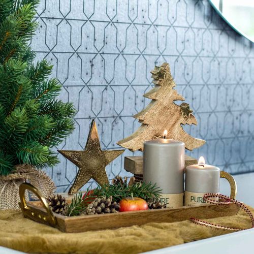 Floristik24 Plateau en bois avec anses, bol déco, bois de manguier L39.5cm