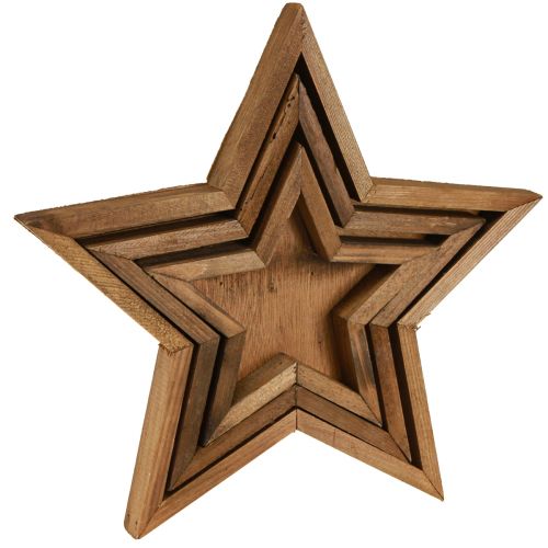 Article Plateau en bois décor étoile marron Ø38/29/22cm Lot de 3