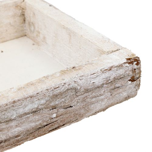 Article Plateau en bois avec écorce naturelle blanchie à la chaux 59×20cm 2pcs
