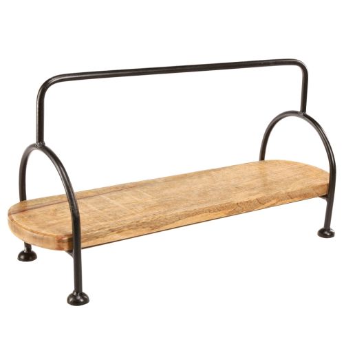 Article Plateau en bois plateau décoratif allongé ovale avec poignée 49×18×26cm