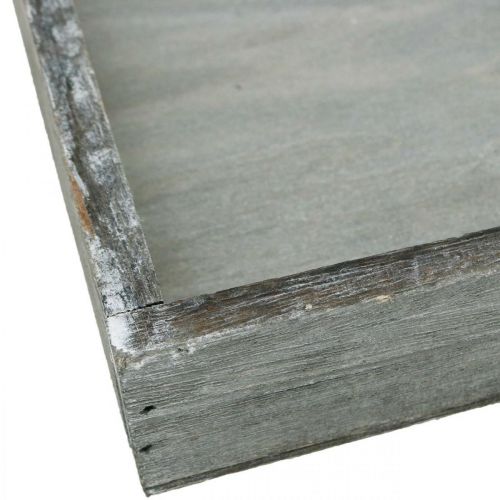 Article Plateau décoratif carré en bois gris, blanc lavé 19×19cm 2pcs