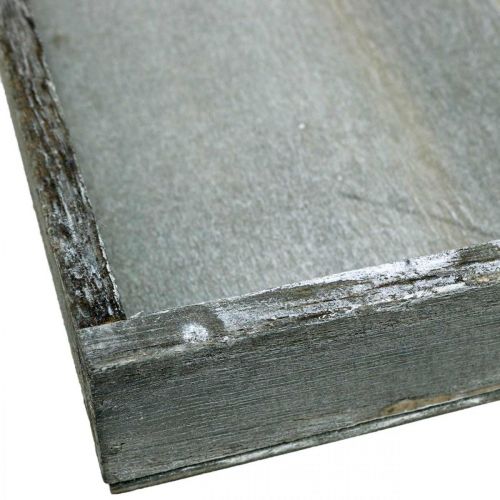 Article Plateau en bois carré gris, blanc décoration de table Shabby Chic 24,5×24,5cm