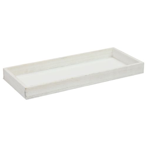 Plateau en bois plateau décoratif blanc shabby chic bois 35×15×3cm