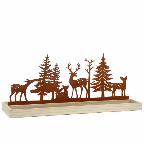 Floristik24 Plateau bois forêt avec animaux 50cm x 17cm