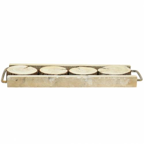 Floristik24 Plateau décoratif en bois avec des tranches d'arbre 34cm x 12cm H3cm