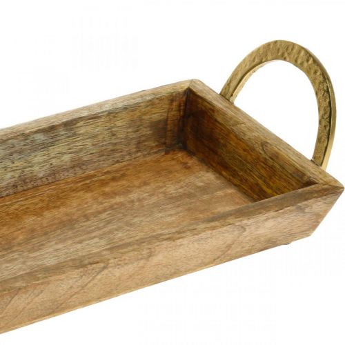 Floristik24 Plateau en bois avec anses, bol déco, bois de manguier L39.5cm