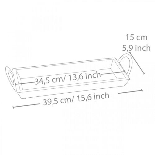 Floristik24 Plateau en bois de manguier, bol décoratif avec anses en métal, décoration de table L39,5cm