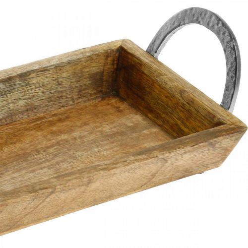 Floristik24 Plateau en bois de manguier, bol décoratif avec anses en métal, décoration de table L39,5cm