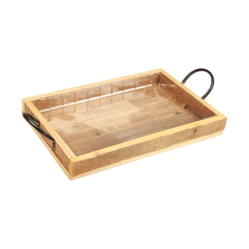 Floristik24 Plateau en bois avec poignées plateau décoratif noir naturel 35×22,5cm