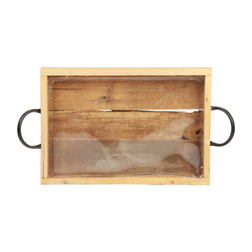 Article Plateau en bois avec poignées plateau décoratif noir naturel 35×22,5cm
