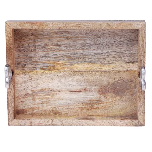 Article Plateau en bois avec poignées Plateau avec coeurs naturel 26×20×7,5cm