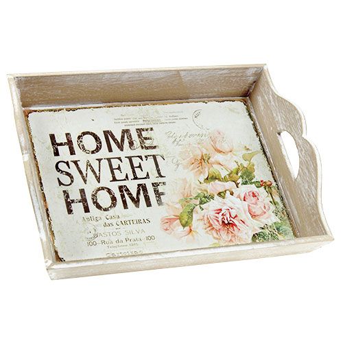 Floristik24 Plateau en bois avec texte Home Sweet Home